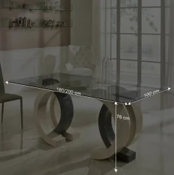 Glas Esstisch Tiber mit Stein