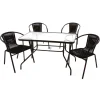 Glas Gartentisch & Tischsessel Set - Sylverta (fünfteilig)