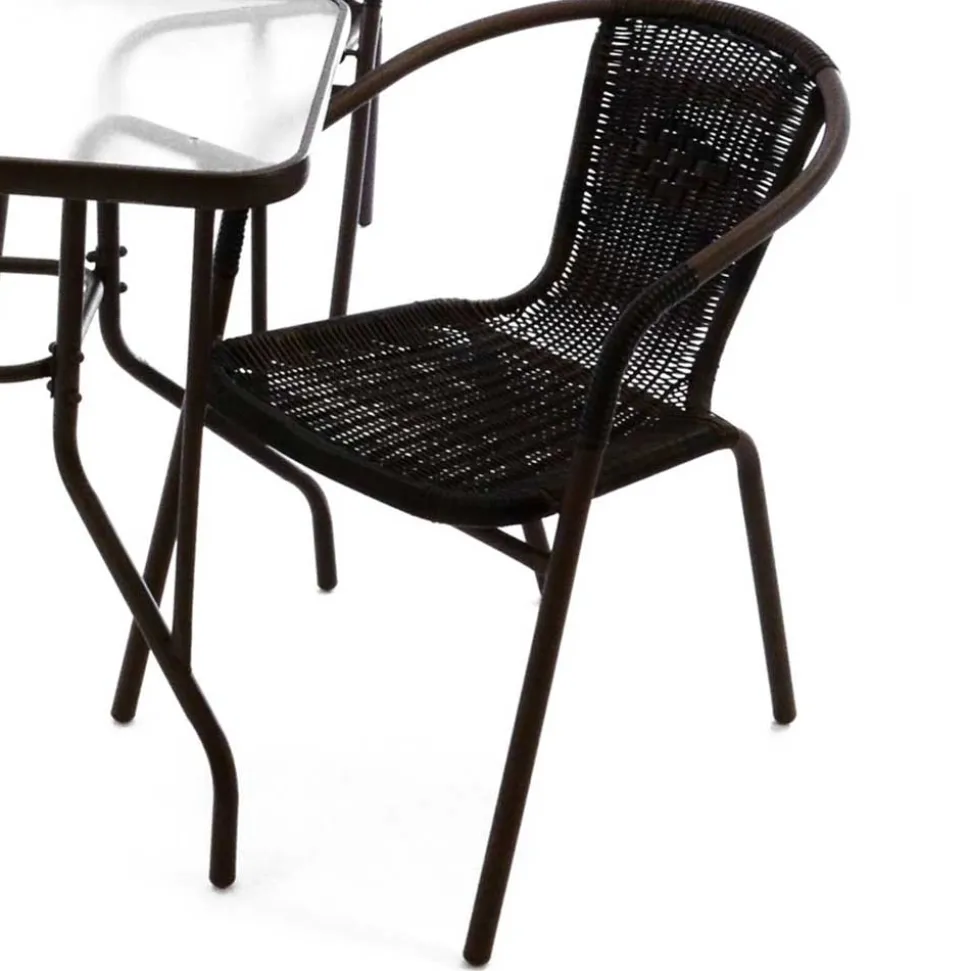 Glas Gartentisch & Tischsessel Set - Sylverta (fünfteilig)