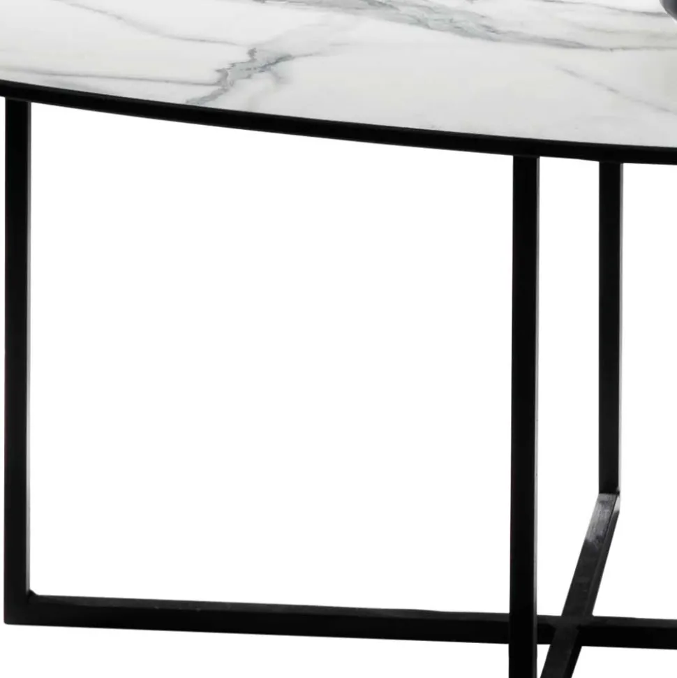 Glas Wohnzimmertisch in Marmor Optik - eiförmig - Lampione