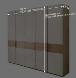 Glasfront Kleiderschrank in Beige & Eiche - Emdsiva