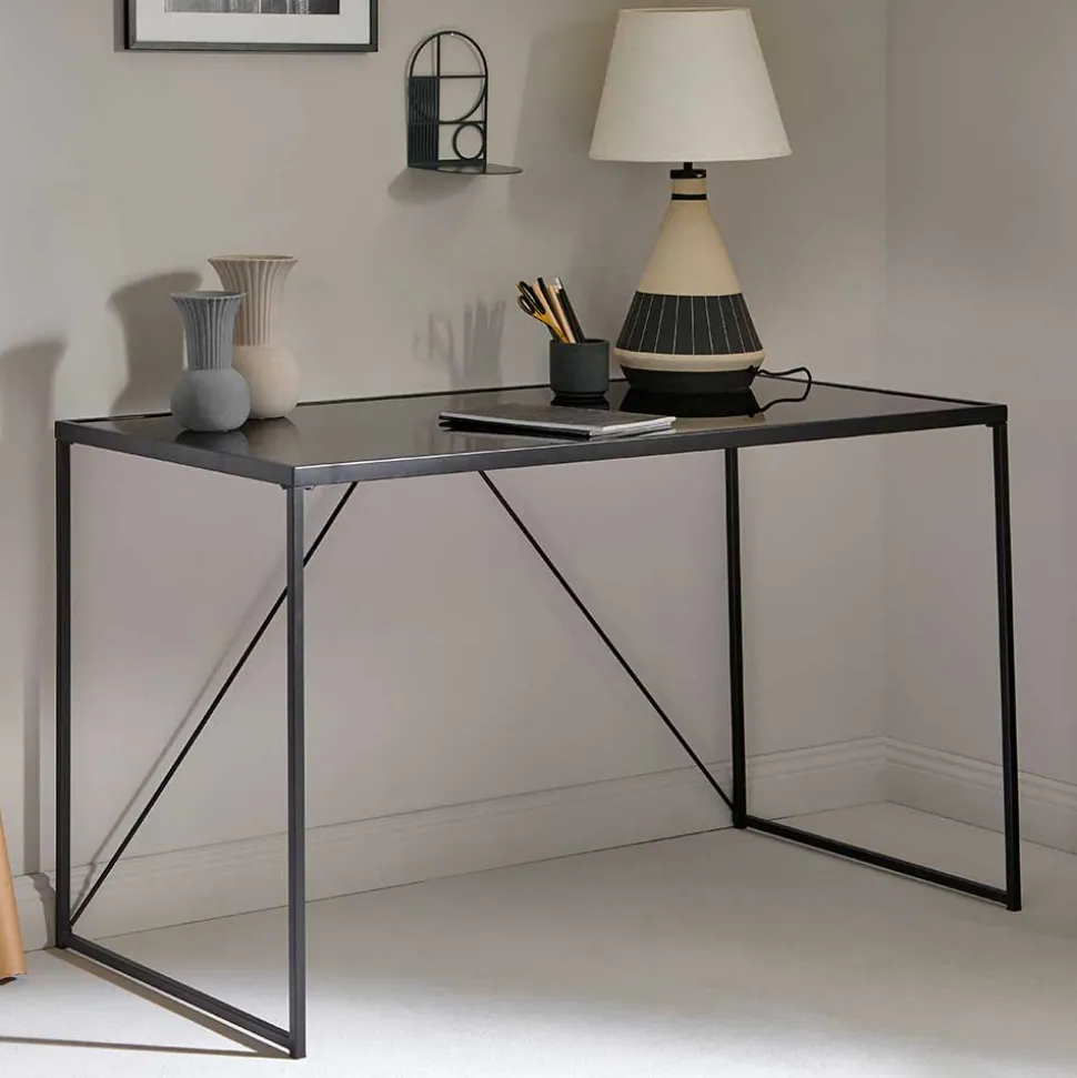 Glasschreibtisch aus Schwarzglas - Pathos