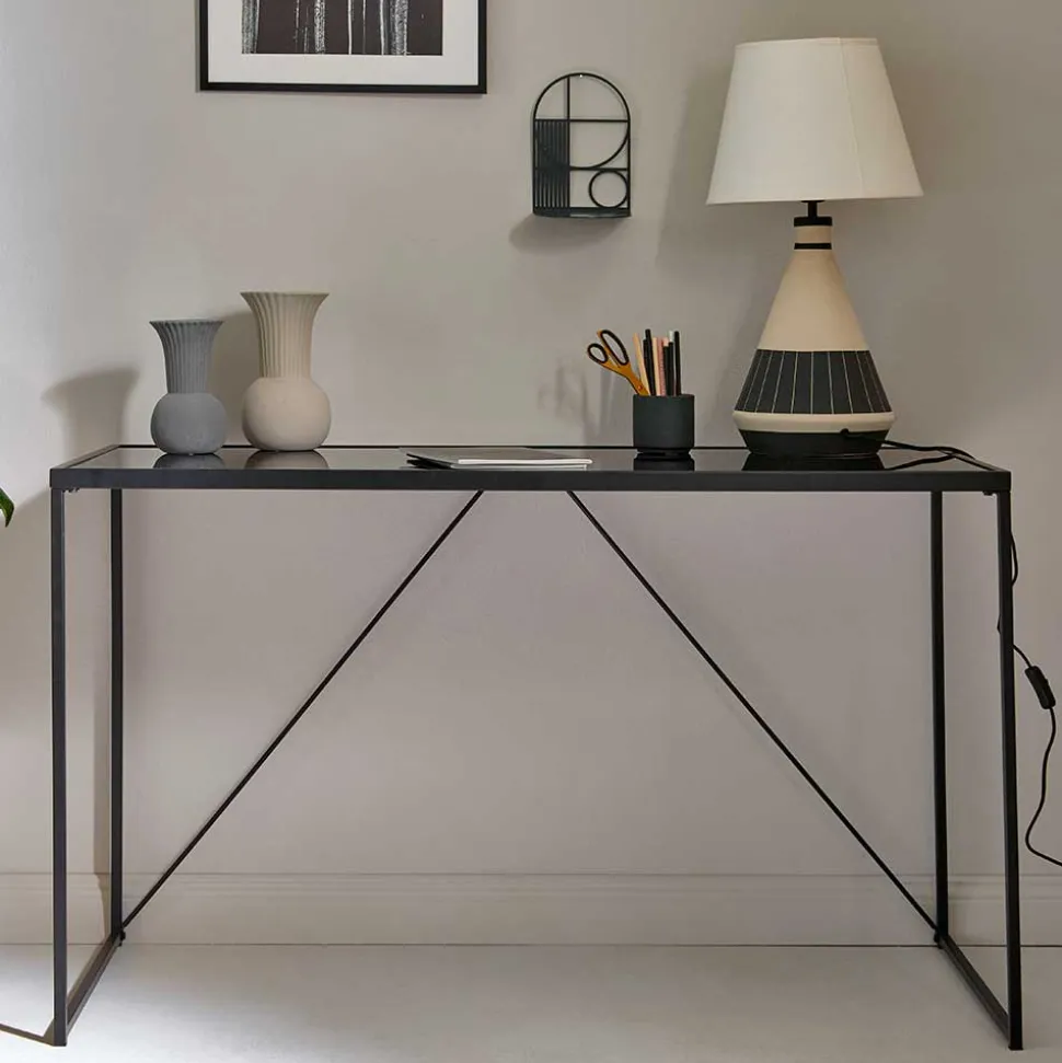 Glasschreibtisch aus Schwarzglas - Pathos