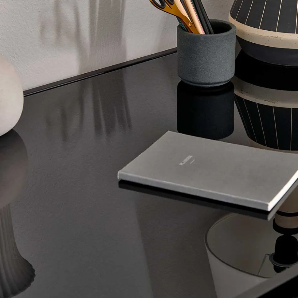 Glasschreibtisch aus Schwarzglas - Pathos