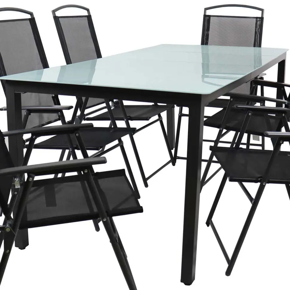 Glastisch & Klappstühle wetterfest - Cretania (siebenteilig)