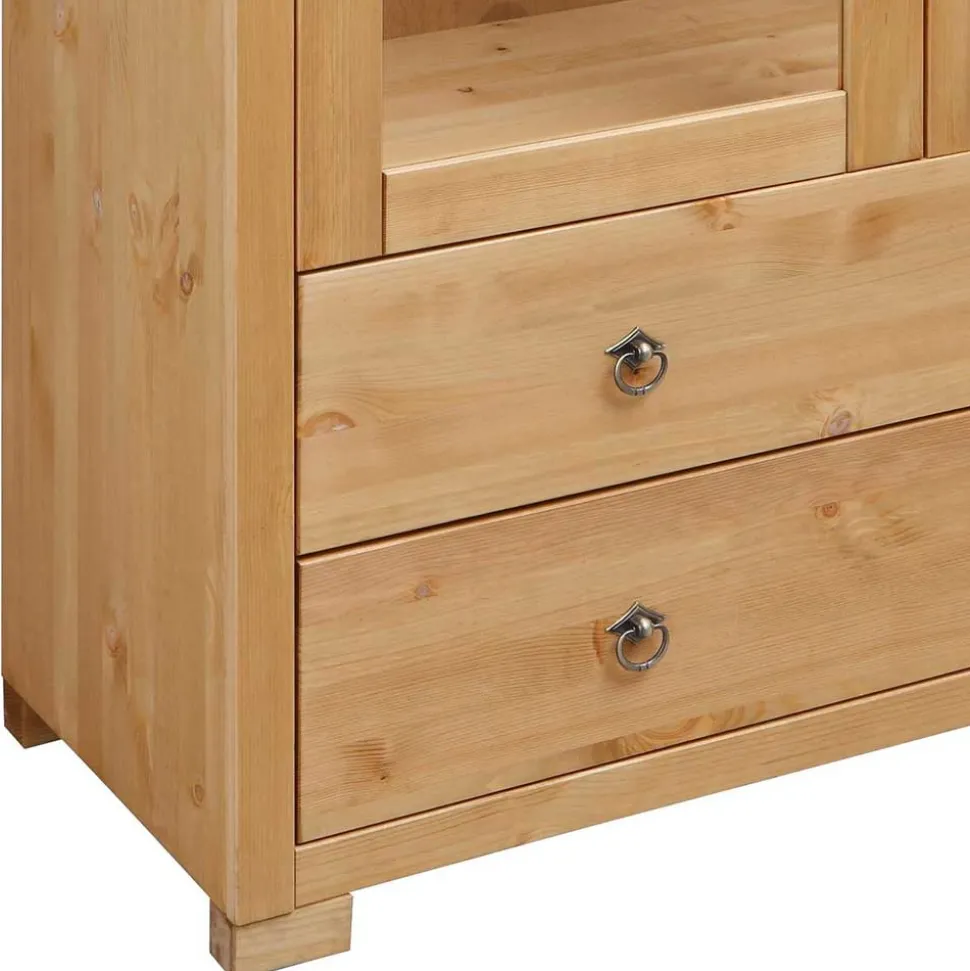 Glastüren Highboard in Natur geölt - Vinidad