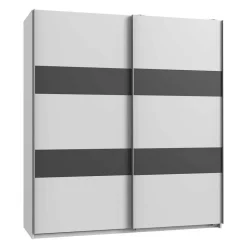 Gleittürenschrank in Weiß mit Dunkelgrau - Shakuntala