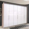 Gleittüren-Schrank mit Glasfront in Weiß - Bosays