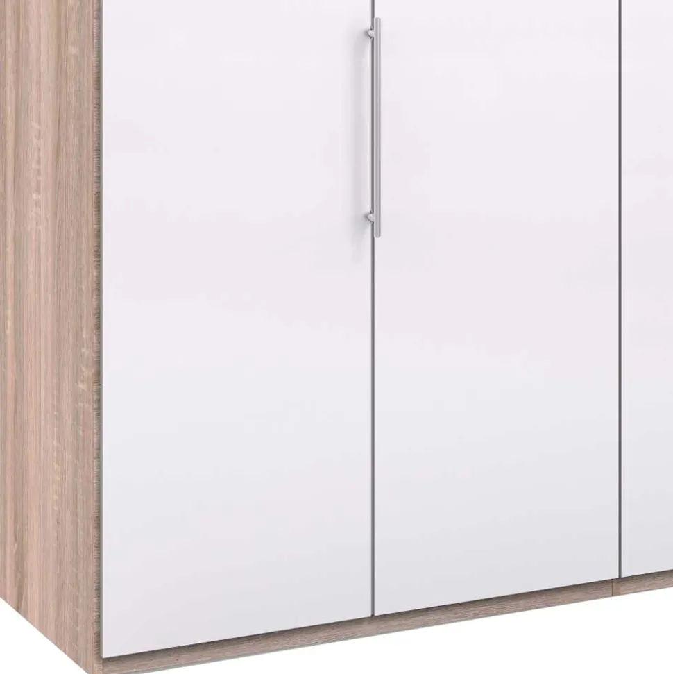 Gleittüren-Schrank mit Glasfront in Weiß - Bosays