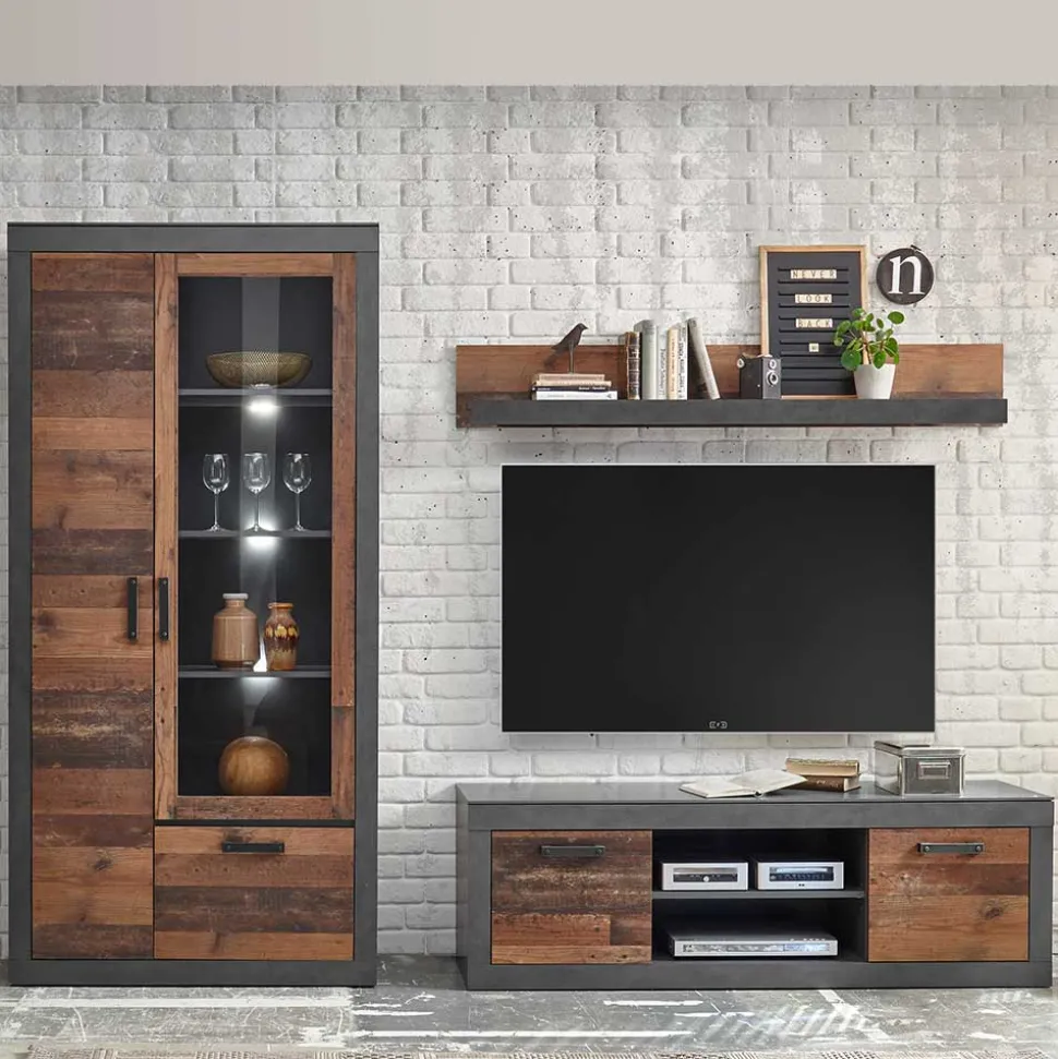 Günstige TV Wohnwand Möbel Set - Timuras (dreiteilig)