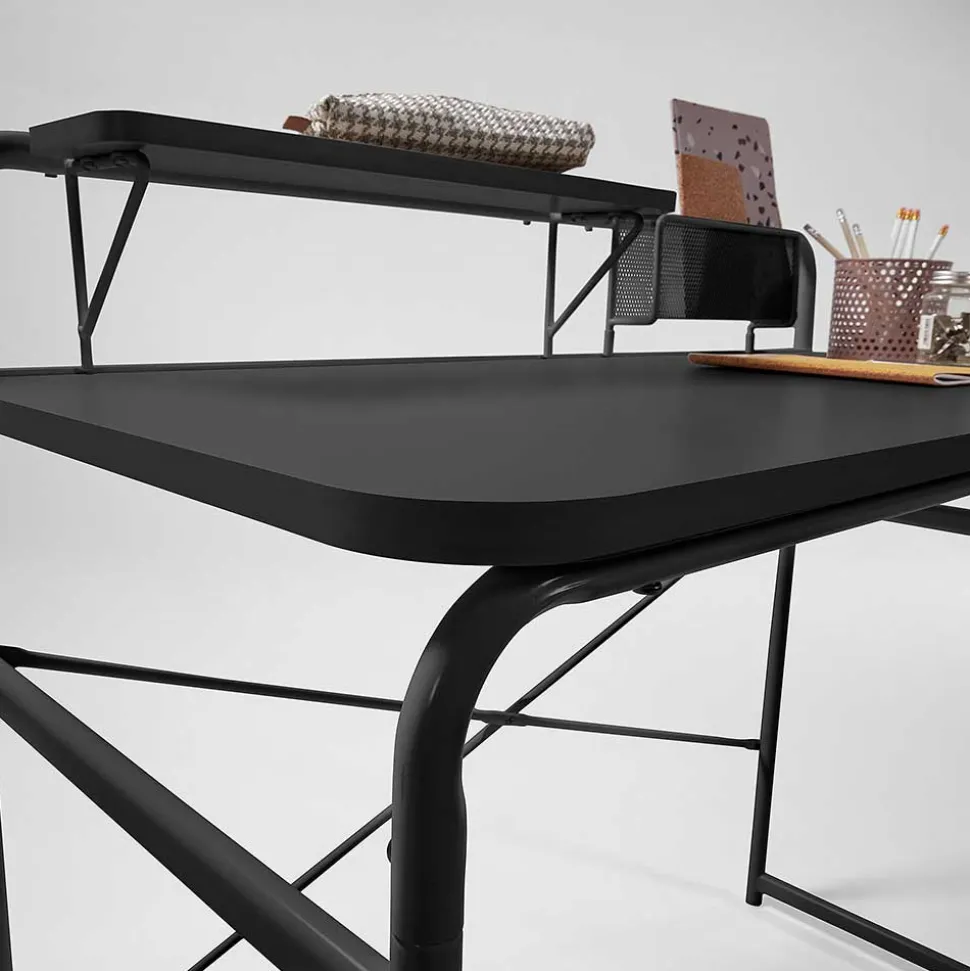 Günstiger Schreibtisch mit Aufsatz 98x89x46 - Tibalt