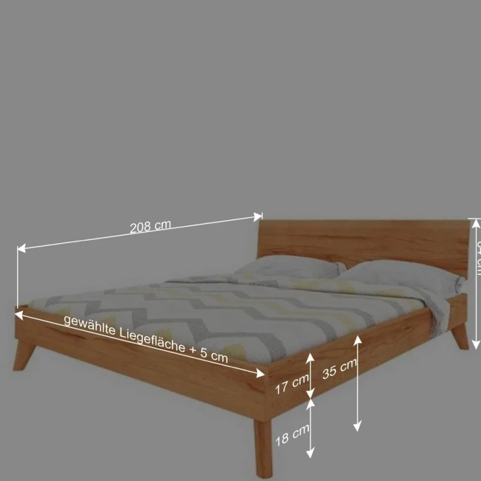 Günstiges Kernbuche Bett aus Massivholz - Junola