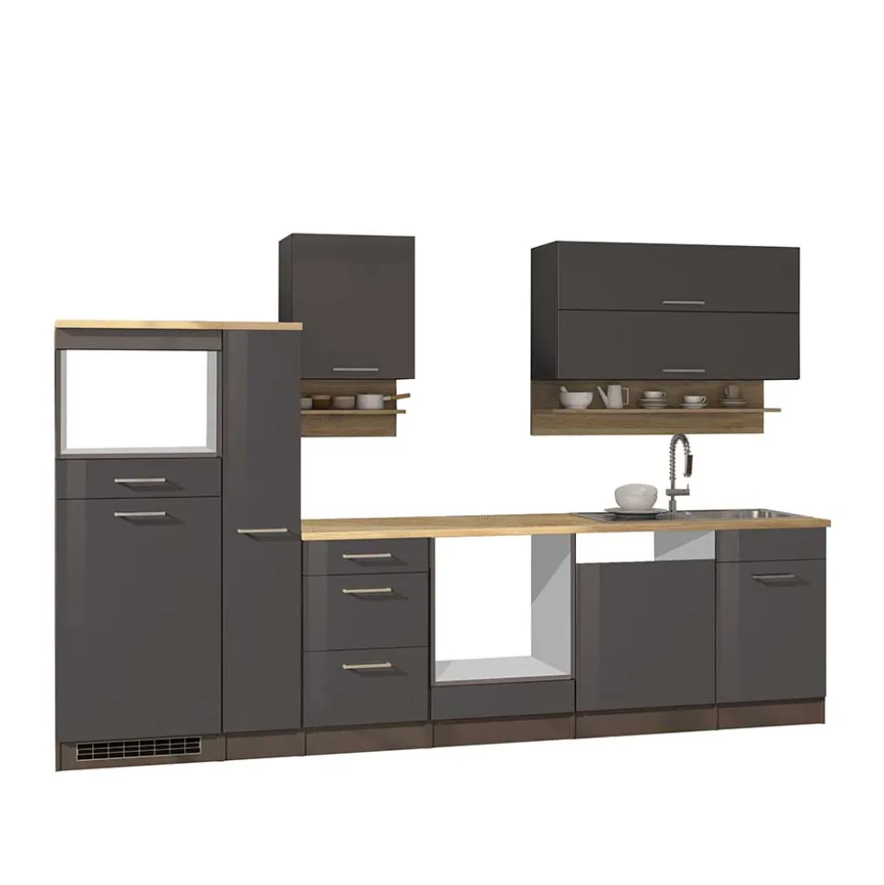 Graue Küche Block ohne Geräte - Bozenia (zehnteilig)