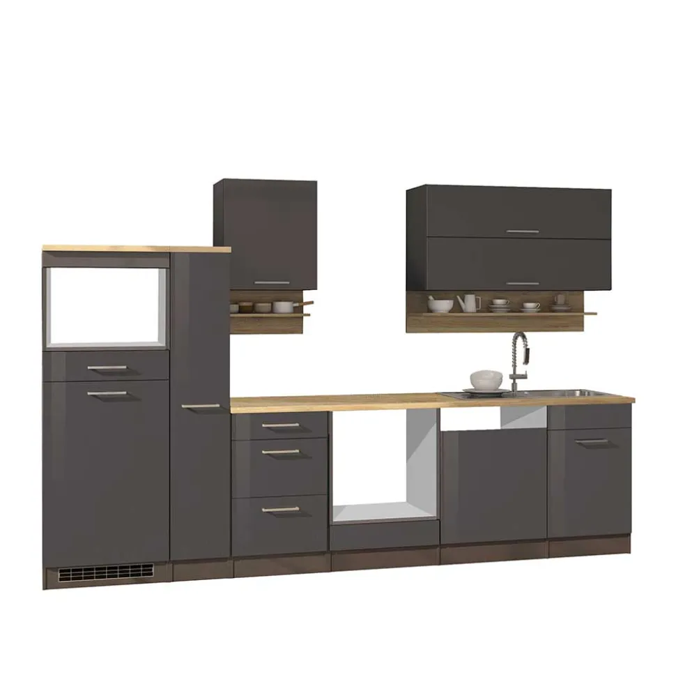 Graue Küche Block ohne Geräte - Bozenia (zehnteilig)