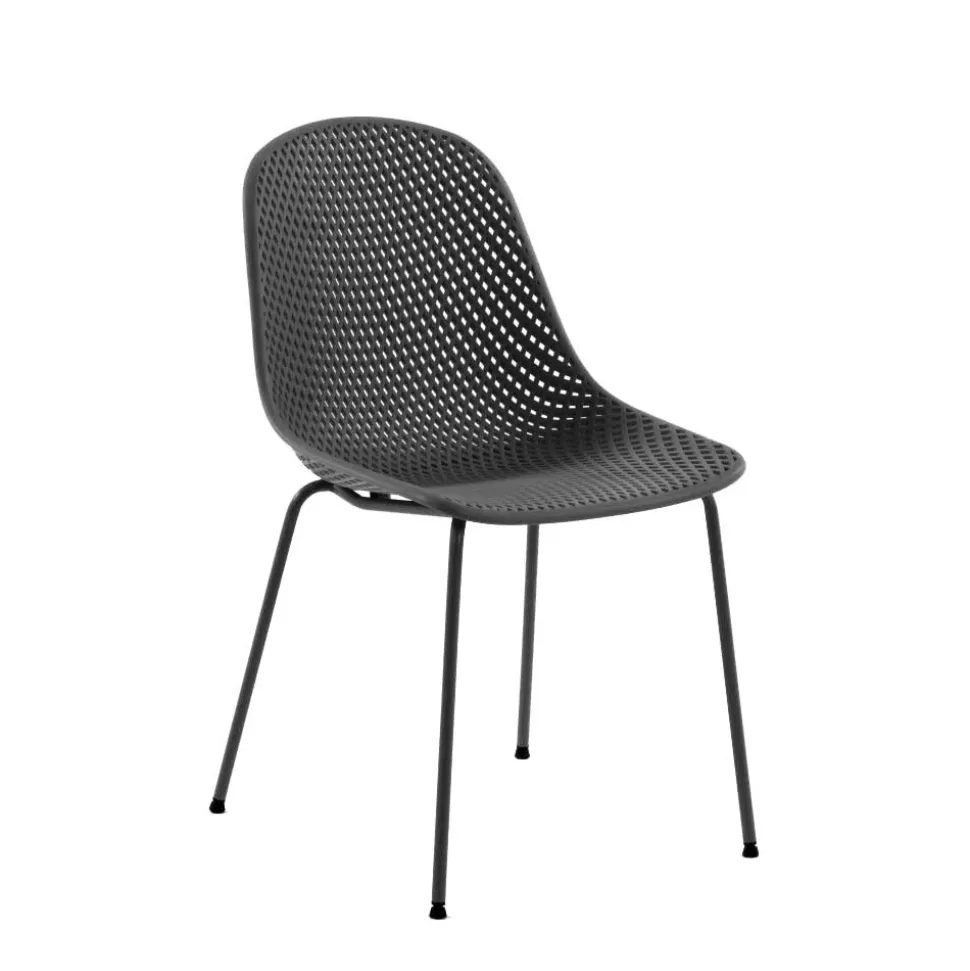 Graue Küchenstühle mit Schalensitz - Dresconio (4er Set)