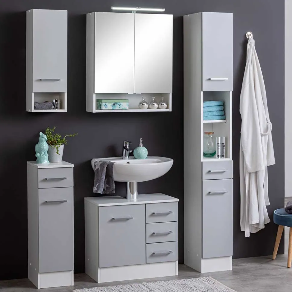 Graue Möbel Zusammenstellung fürs Bad - Girios (fünfteilig)