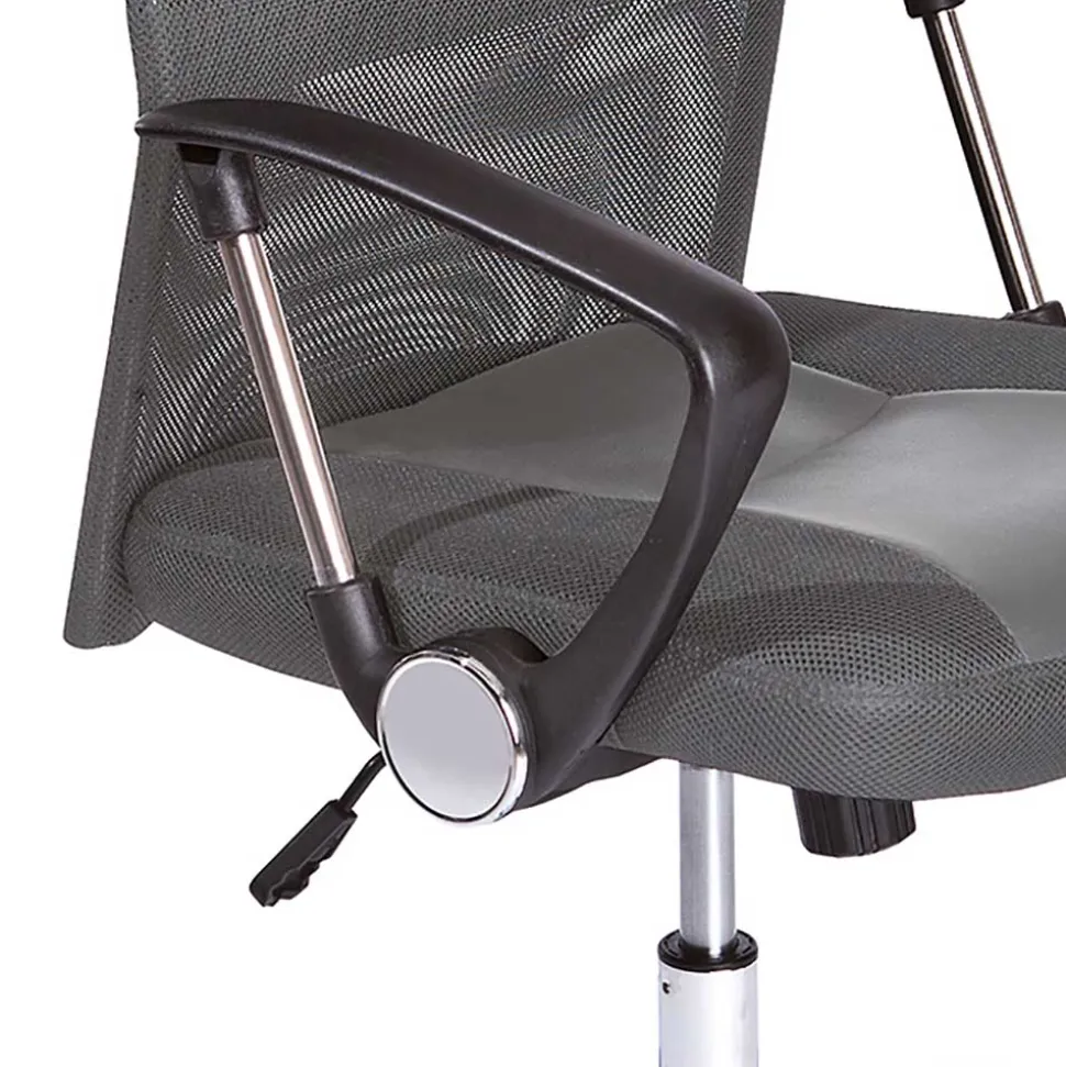 Grauer Chefsessel aus Mesh & Kunstleder - Echora