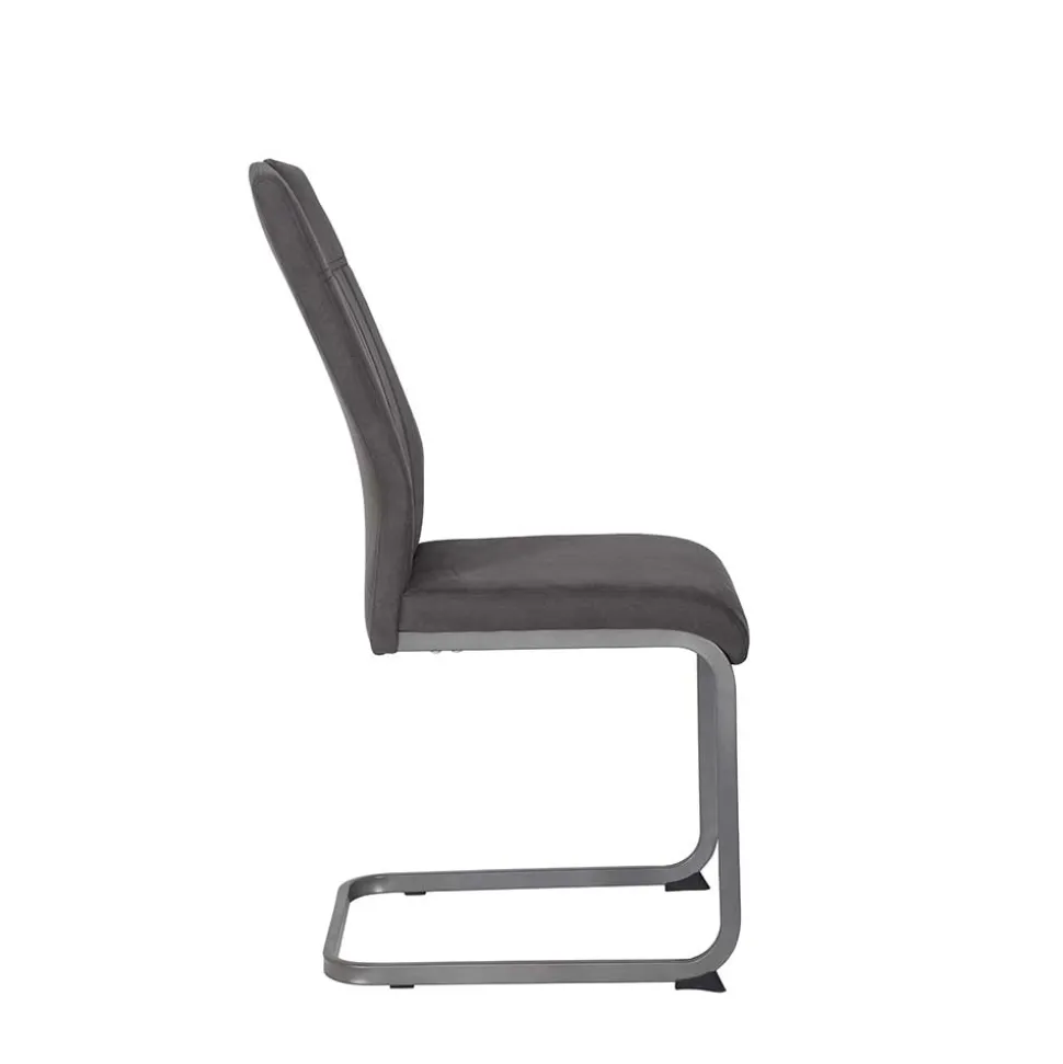 Grauer Microfaser Stuhl mit Schwingfuß - Racelyn (Set)