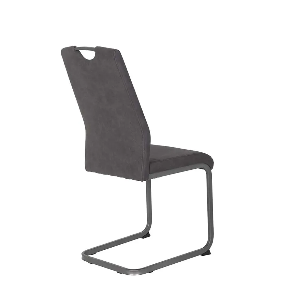 Grauer Microfaser Stuhl mit Schwingfuß - Racelyn (Set)
