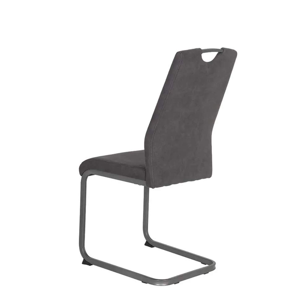 Grauer Microfaser Stuhl mit Schwingfuß - Racelyn (Set)