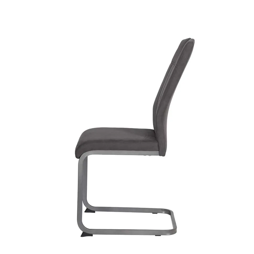 Grauer Microfaser Stuhl mit Schwingfuß - Racelyn (Set)