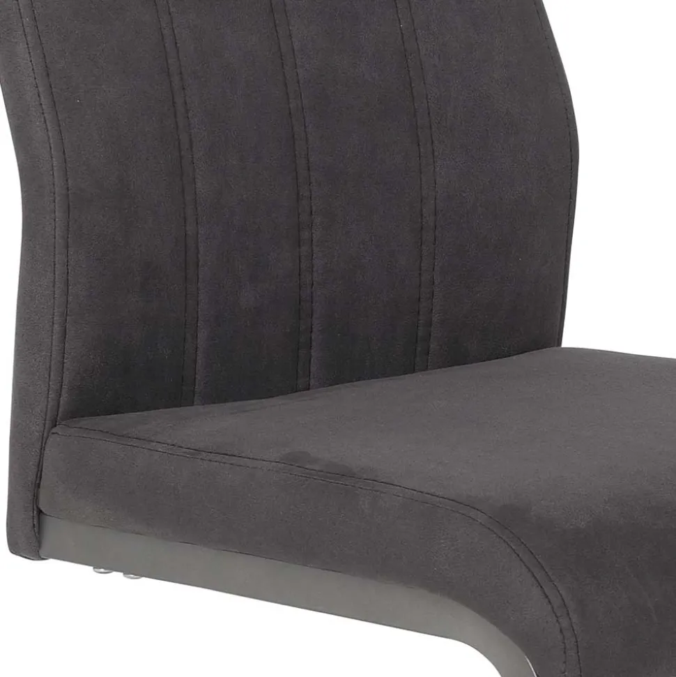 Grauer Microfaser Stuhl mit Schwingfuß - Racelyn (Set)