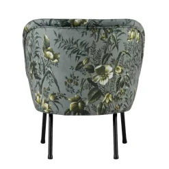 Grauer Polstersessel mit Blumen Muster Melissa im Retro Look