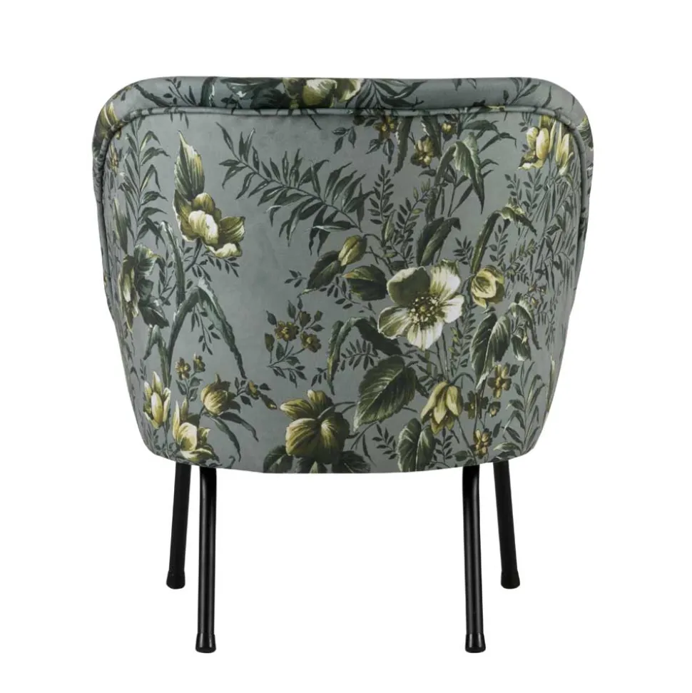 Grauer Polstersessel mit Blumen Muster Melissa im Retro Look