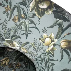 Grauer Polstersessel mit Blumen Muster Melissa im Retro Look