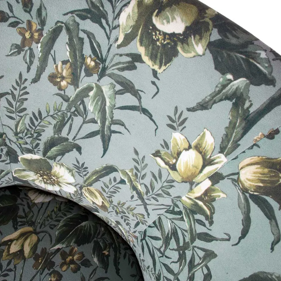 Grauer Polstersessel mit Blumen Muster Melissa im Retro Look