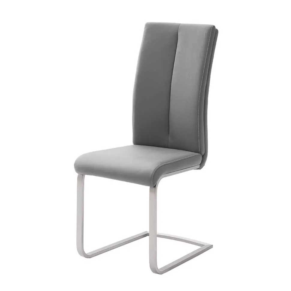 Grauer Polsterstuhl für den Esstisch Cimbaly mit Schwinggestell (4er Set)