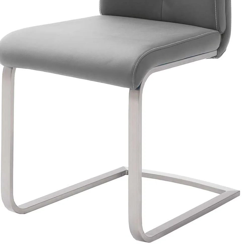 Grauer Polsterstuhl für den Esstisch Cimbaly mit Schwinggestell (4er Set)