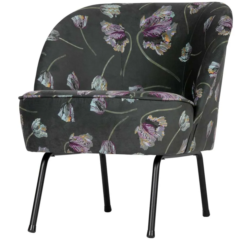 Grauer Samt Sessel mit Tulpen Lila - Kiyoshi