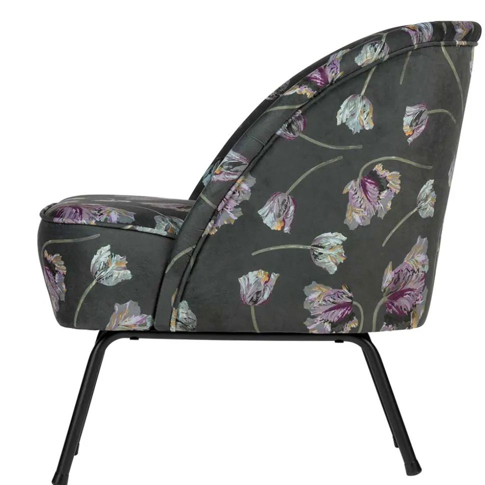 Grauer Samt Sessel mit Tulpen Lila - Kiyoshi