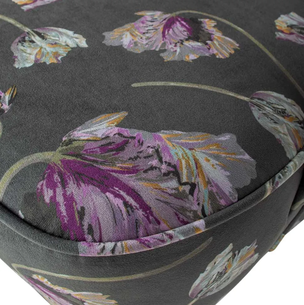 Grauer Samt Sessel mit Tulpen Lila - Kiyoshi