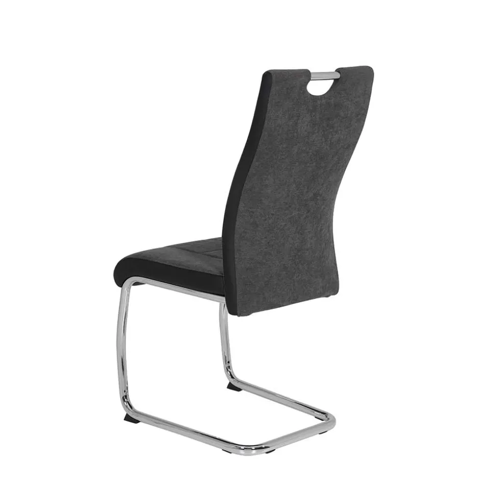 Grauer Schwingstuhl mit Material Mix - Parvello (Set)