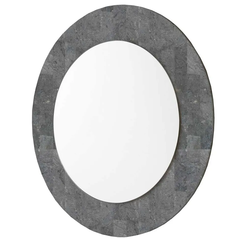 Grauer Spiegel mit Rahmen aus Stein - Maratas