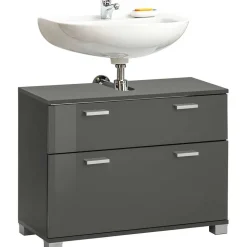 Grauer Unterschrank fürs Waschbecken Hochglanz - Ulivia