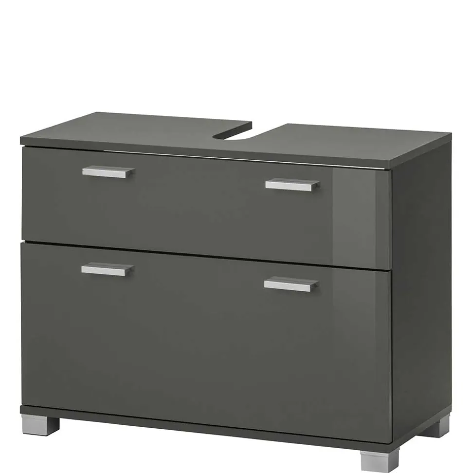 Grauer Unterschrank fürs Waschbecken Hochglanz - Ulivia