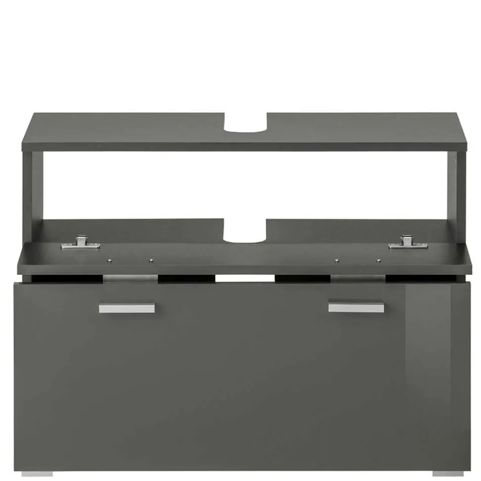 Grauer Unterschrank fürs Waschbecken Hochglanz - Ulivia