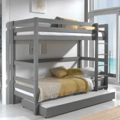 Graues Etagenbett mit Ausziehbett - Akreditarus