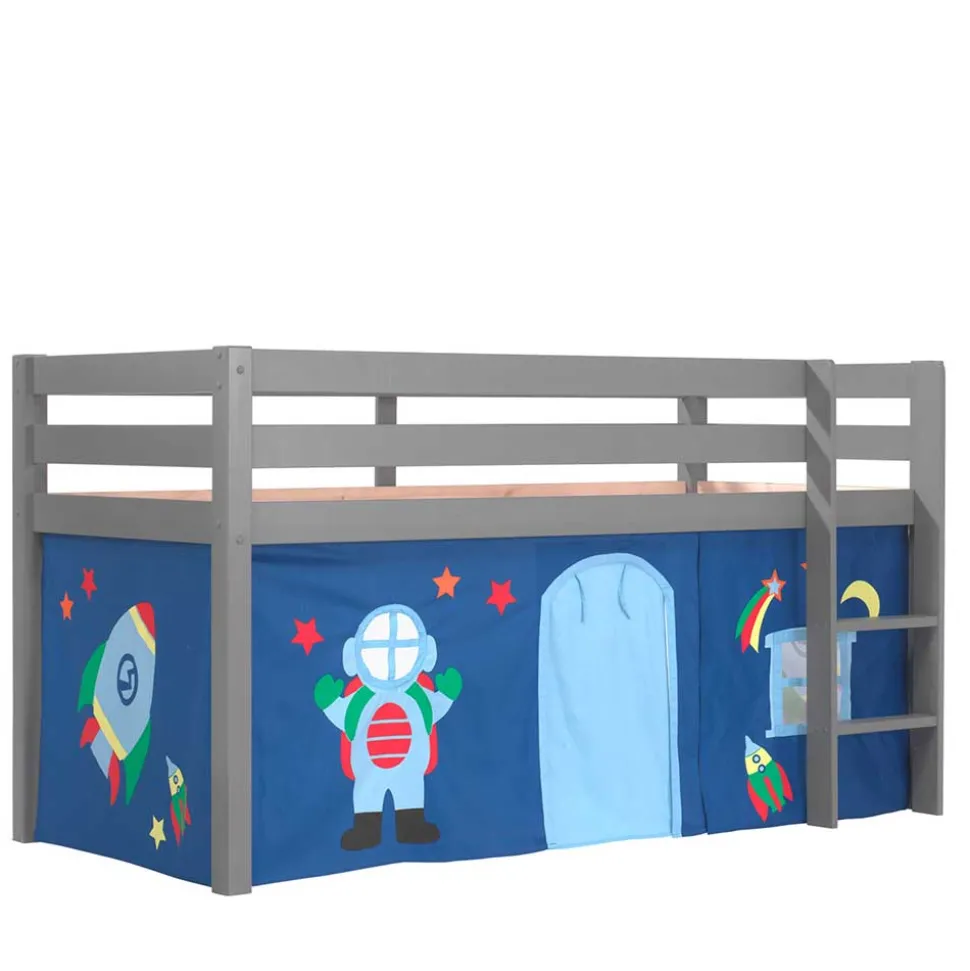 Graues Kinderhochbett für Themenzimmer Astronaut - Pants
