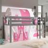 Graues Prinzessin Hochbett mit Tunnel - Lasito