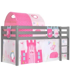 Graues Prinzessin Hochbett mit Tunnel - Lasito