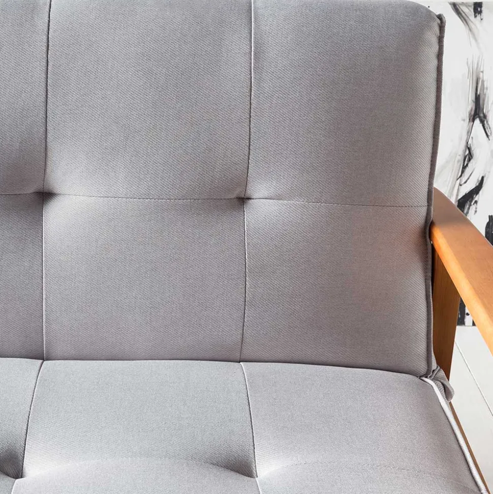 Graues Sofa mit Holzgestell Eiche - Florynn