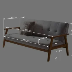 Graues Sofa mit Holzgestell Eiche - Florynn