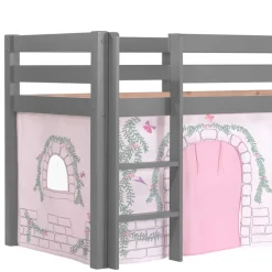 Graues Spielbett mit Rutsche aus Kiefer massiv - Delavidu