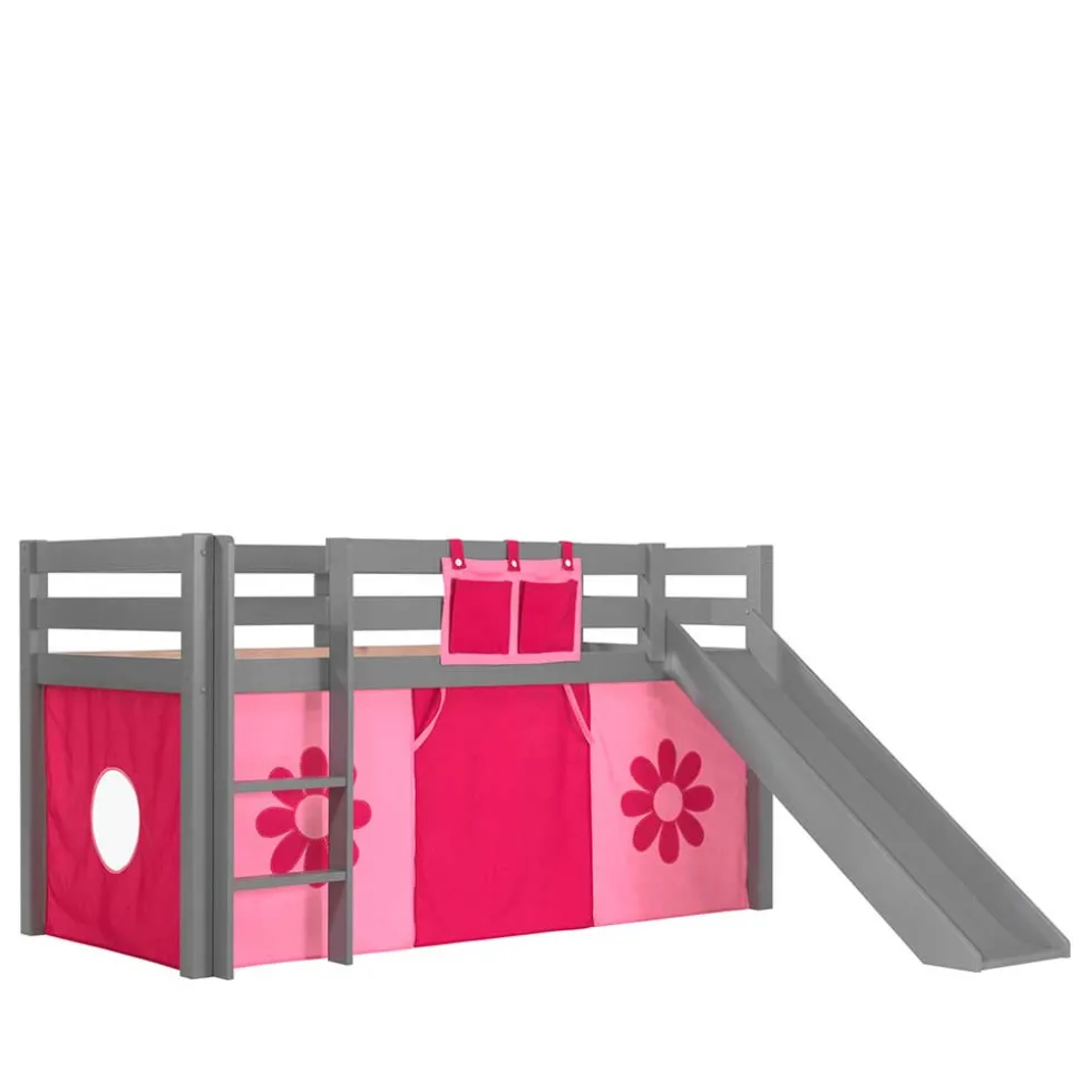 Graues Spielbett Rutschbett mit Vorhang - Taupos