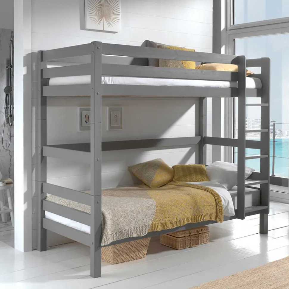 Graues Stockbett Etagenbett in drei Höhen - Vadromo