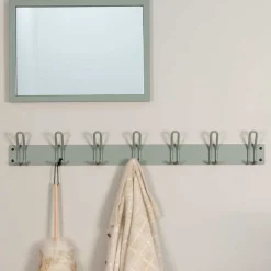 Graugrüne Wandgarderobe aus Metall - Mecia